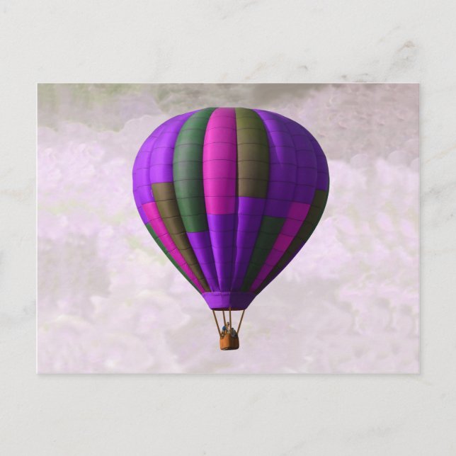Lila und rosa Heißluftballon Postkarte (Vorderseite)
