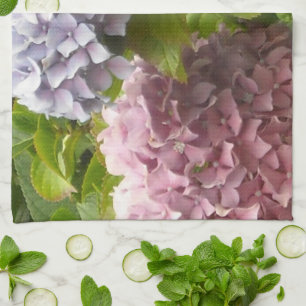 Lila und Rosa Hortensien Geschirrtuch