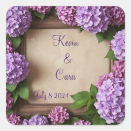 Lila und rosa Hydrangeas Quadratischer Aufkleber