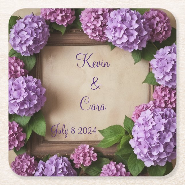 Lila und rosa Hydrangeas Rechteckiger Pappuntersetzer (Vorderseite)