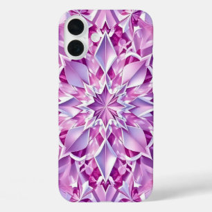 Lila und Rosa Kristalleffekt iPhone 16 Plus Hülle