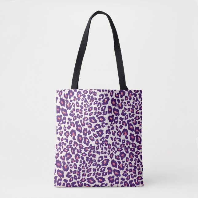 Lila und rosa Leopard Drucktasche (Vorderseite)