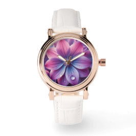 Lila und rosa Lilac-Blume Armbanduhr