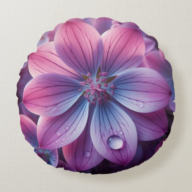 Lila und rosa Lilac-Blume Rundes Kissen (Vorderseite)