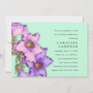 Lila und rosa Lilien zum Geburtstag Einladung