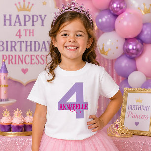 Lila und Rosa Mädchen vierter Geburtstag Baby T-shirt
