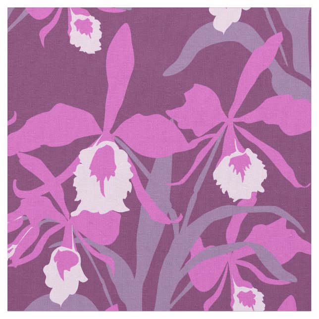 Lila und rosa Orchideengewebe Stoff (Nahaufnahme)