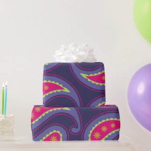 Lila und Rosa Paisley Geschenkpapier