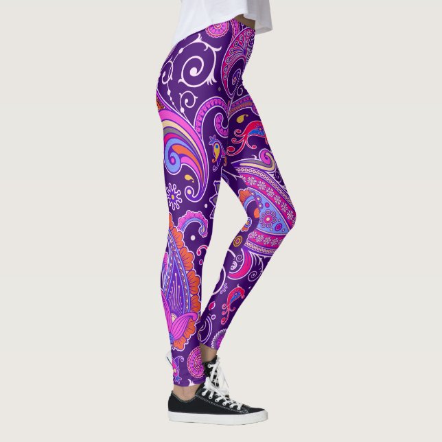 Lila und rosa Paisley Leggings (Rechts)