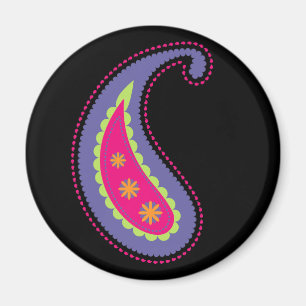 Lila und Rosa Paisley Magnet