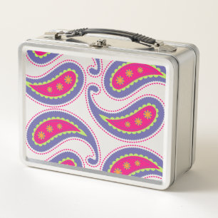 Lila und rosa Paisley Metall Brotdose