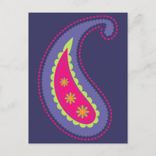 Lila und Rosa Paisley Postkarte