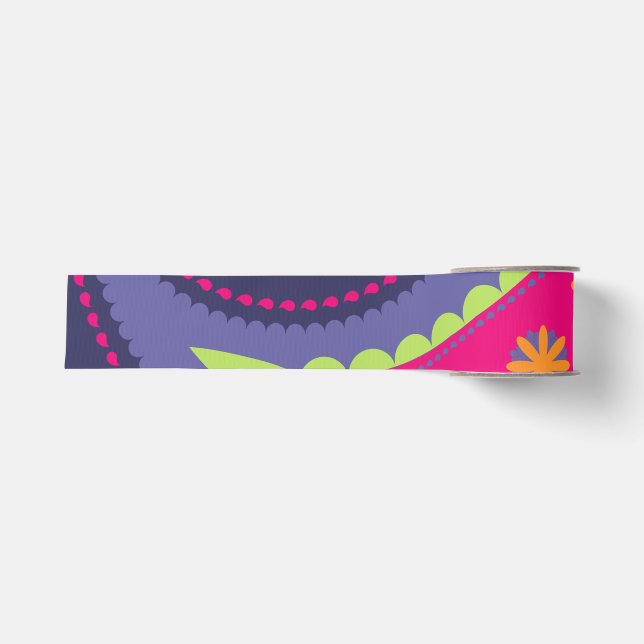 Lila und rosa Paisley Ripsband (Vorderseite)