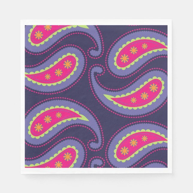 Lila und rosa Paisley Serviette (Vorderseite)