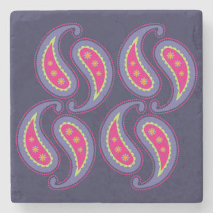 Lila und rosa Paisley Steinuntersetzer