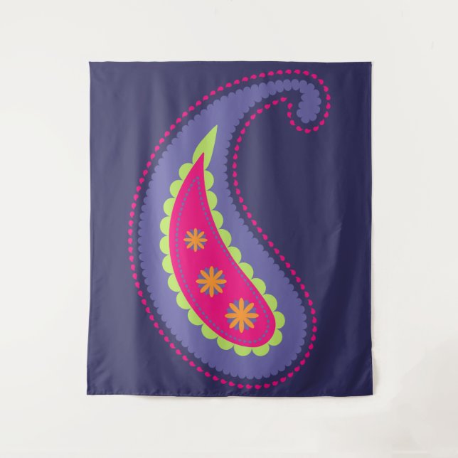 Lila und rosa Paisley Wandteppich (Vorderseite)