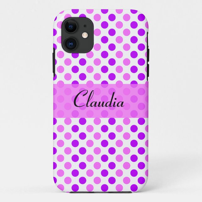 Lila und rosa Polka-Punkte Case-Mate iPhone Hülle (Rückseite)