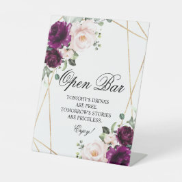 Lila und rosa Rosa Rose - Open Bar Sign Sockelschild