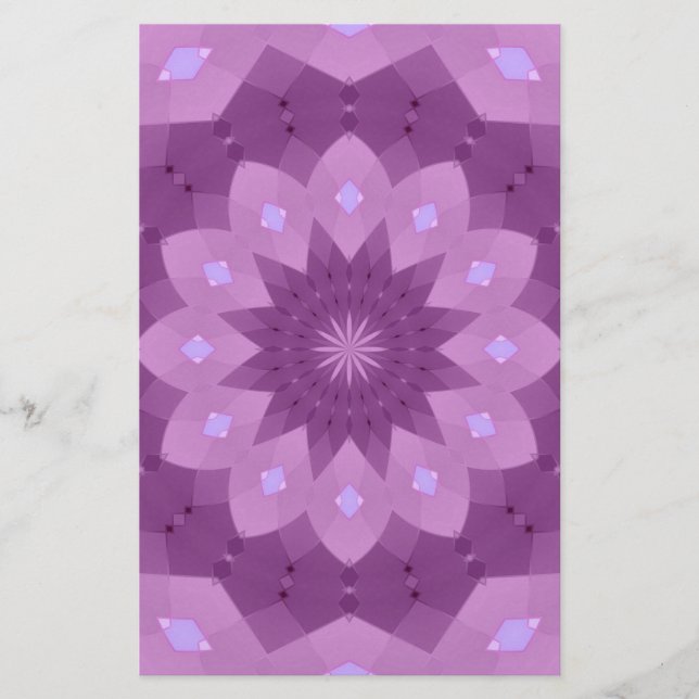 Lila und rosa Rosette Briefpapier (Vorderseite)