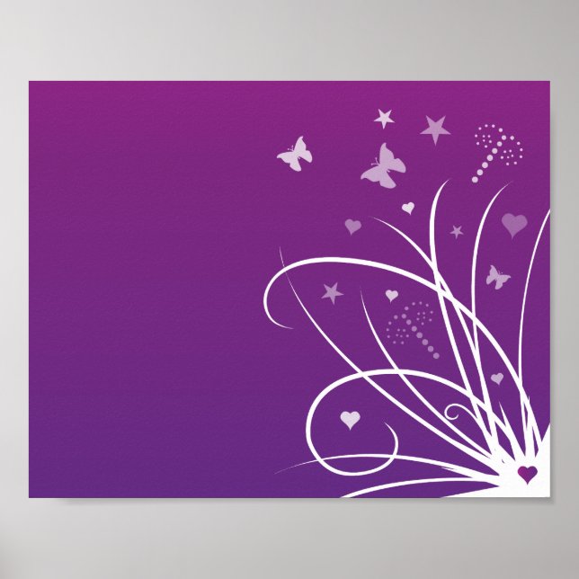 Lila und rosa Schmetterling Swirl Poster (Vorne)