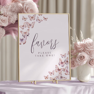 Lila und rosa Schmetterlingsdusche Gefallen Unters Poster