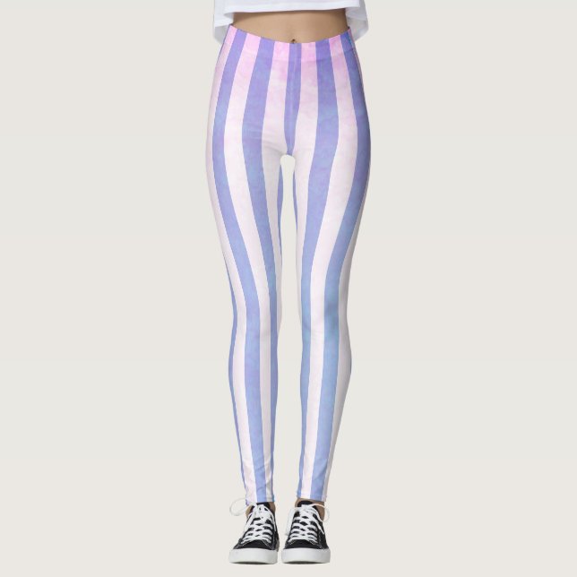 Lila und rosa Streifen Leggings (Vorderseite)