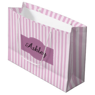 Lila und Rosa Streifen Monogramm Mädchenhaft Große Geschenktüte