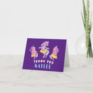 Lila und rosa tanzende Einhörner Kinder Danke