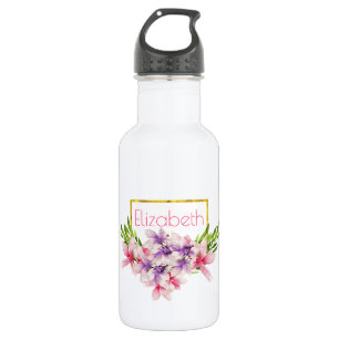 Lila und rosa Wasserfarbe Magnolia Personalisiert Edelstahlflasche