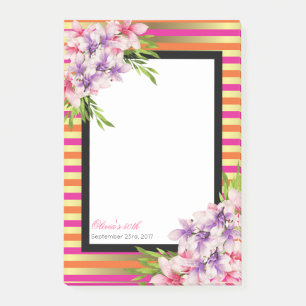 Lila und rosa Wasserfarbe Magnolie Geburtstag Post-it Klebezettel