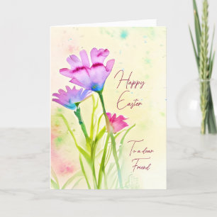 Lila und rosa Wasserfarben Blumen benutzerdefinier Feiertagskarte
