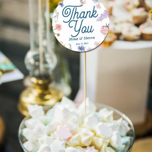 Lila und rosa Wildblumen Vielen Dank für Ihre Hoch Runder Aufkleber