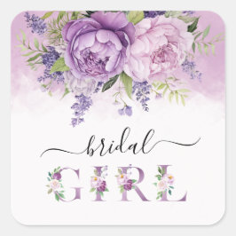 Lila und rosafarbene Blume Brautparty Girl Quadratischer Aufkleber