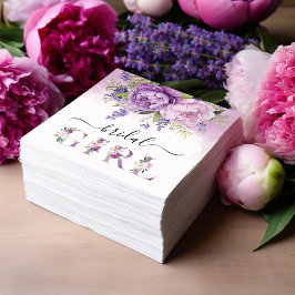 Lila und rosafarbene Blume Brautparty Girl Serviette