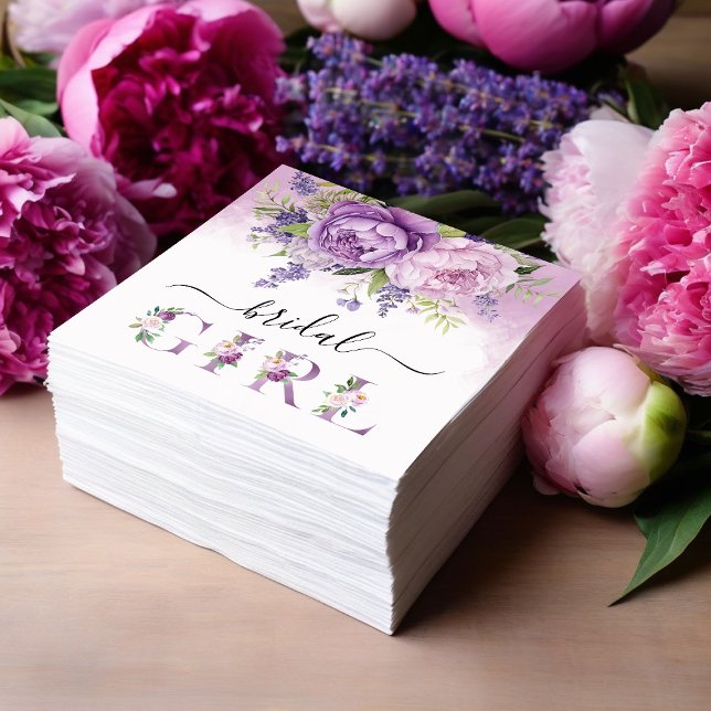 Lila und rosafarbene Blume Brautparty Girl Serviette (Purple And Pink Garden Flowers Bridal Shower Girl Napkins)