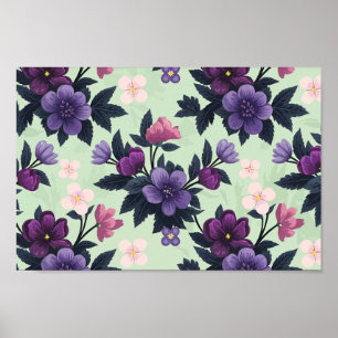 Lila und rosafarbene Blüte im hellgrünen Hintergru Poster