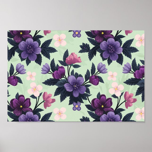 Lila und rosafarbene Blüte im hellgrünen Hintergru Poster (Vorne)
