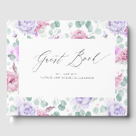 Lila und rosafarbene Blütenhochzeit Gästebuch