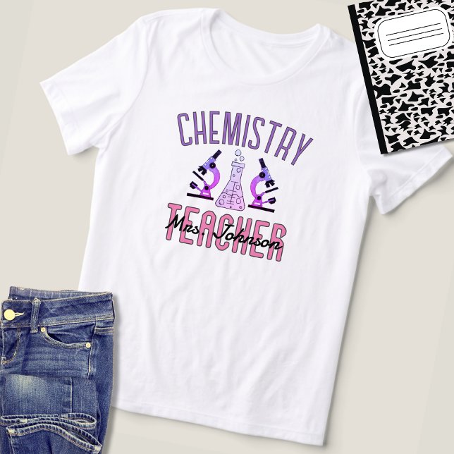 Lila- und rosafarbene Chemie Lehrer Namenserkennun Tri-Blend Shirt (Von Creator hochgeladen)