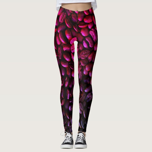 Lila und rosafarbene Kaffeebohnen Leggings (Vorderseite)
