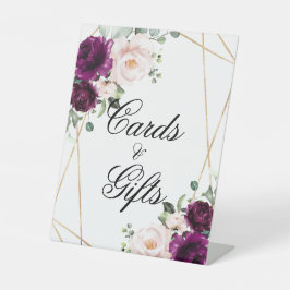 Lila und rosafarbene Rosenduschkarten und Geschenk Sockelschild