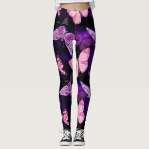Lila und rosafarbene SchmetterlingsLeggings Leggings