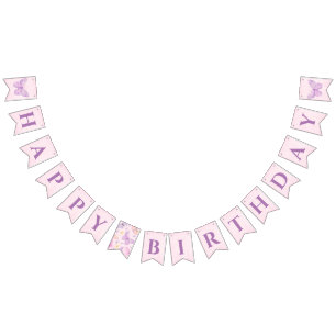 Lila und rosafarbenes Butterfly zum Geburtstag Wimpelkette