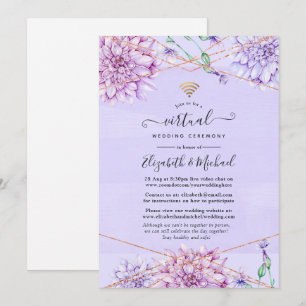 Lila und Roségold Blumen Virtuelle Hochzeit Einladung