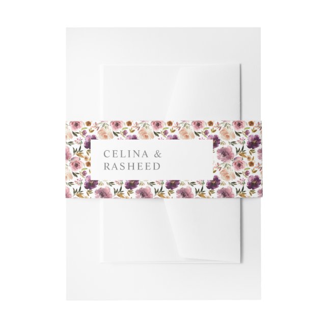 Lila und rot - Rosa Bläschen Einladung Bauchband Einladungsbanderole (Vorderseite Beispiel)