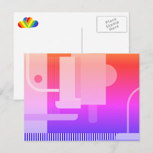 Lila und Rot und Regenbogenherzen Postkarte