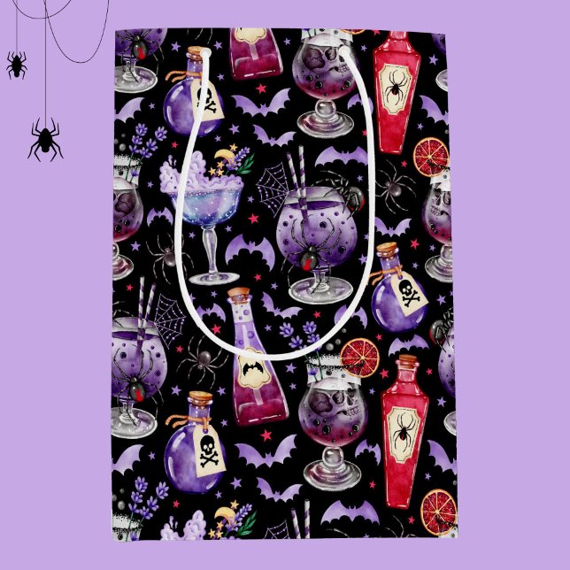 Lila und rote Halloween-Cocktails und -Tränke Mittlere Geschenktüte (Purple and Red Halloween Cocktails and Potions Medium Gift Bag)