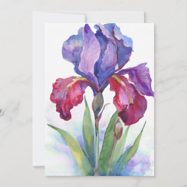 Lila und rote Iris Einladung (Vorderseite)