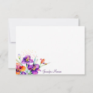 Lila und rote Iris personalisiert Mitteilungskarte