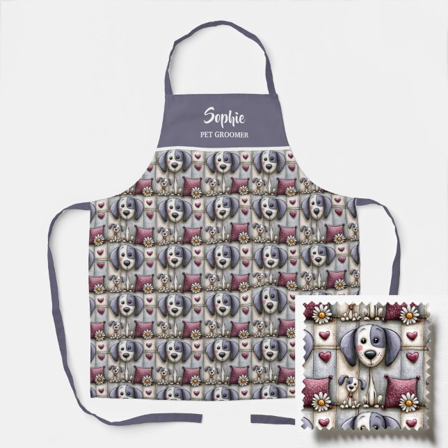Lila und rote Patchwork-Hund-Muster-Tierpfleger Schürze (Von Creator hochgeladen)